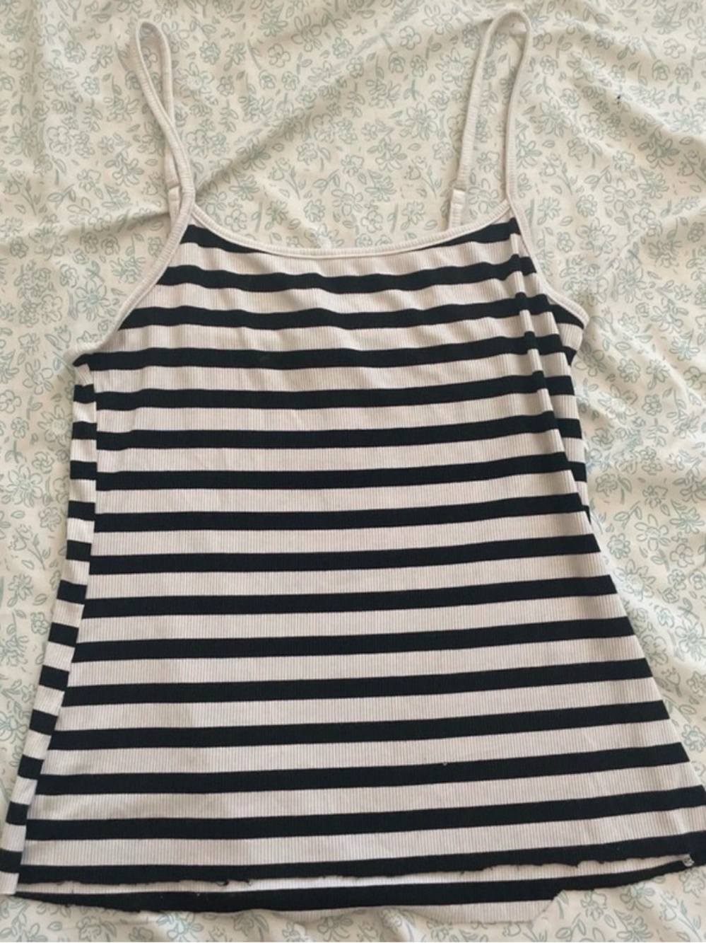 Divided Black & White Striped Ribbed Cami